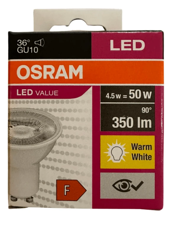 Osram 4.5W (50W) 3000K (Sarı Işık) GU10 Duylu Par16 Led Spot ürün görseli 1