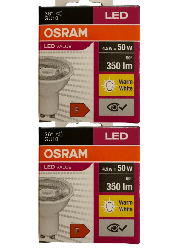 Osram 4.5W (50W) 3000K (Sarı Işık) GU10 Duylu Par16 Led Spot (2 Adet) ürün görseli 1