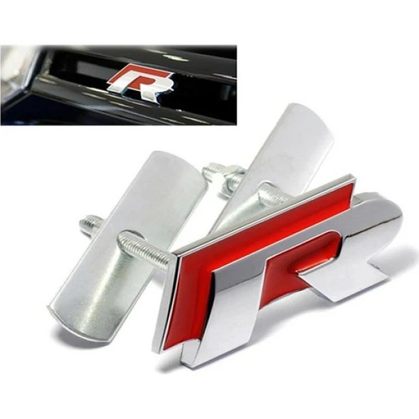 R Ön Panjur Arma Krom R Kırmızı Arka Planlı 3D Logo ürün görseli 1