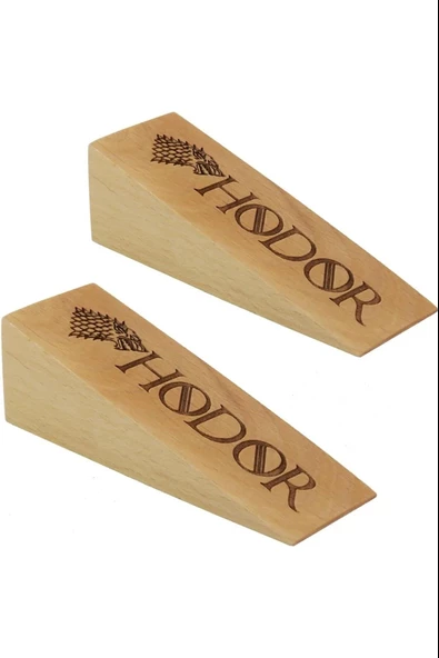 Mavitrend Dekoratif Ahşap Hodor Yazılı Kapı Stoperi 2 Adet Kapı Tutucu ürün görseli 1