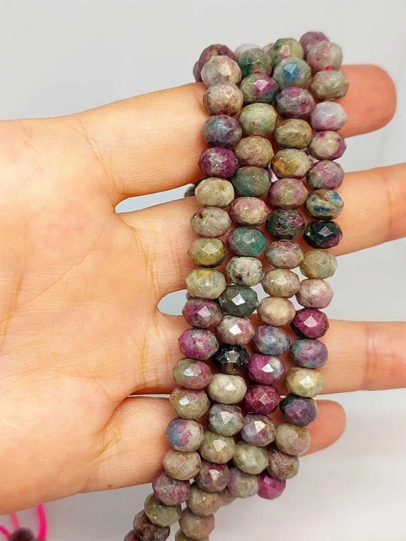 Anyolit (Rubizoit- Rubyzoisit) Taşı Rondela Faset Kesim 5.5*7mm dizi (45824) ürün görseli 1