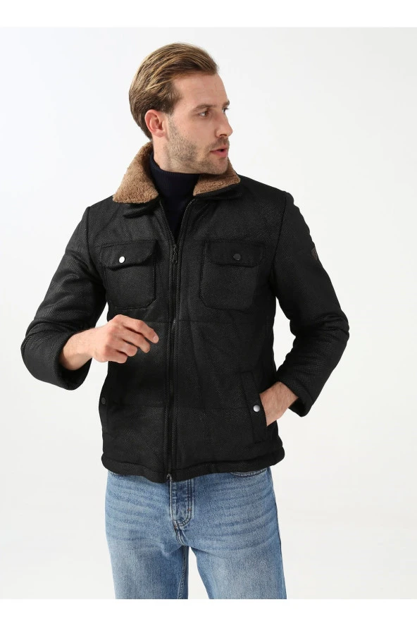 Mono Yaka Slim Fit Kapitone Siyah Erkek Mont Mn2008700287 ürün görseli 1