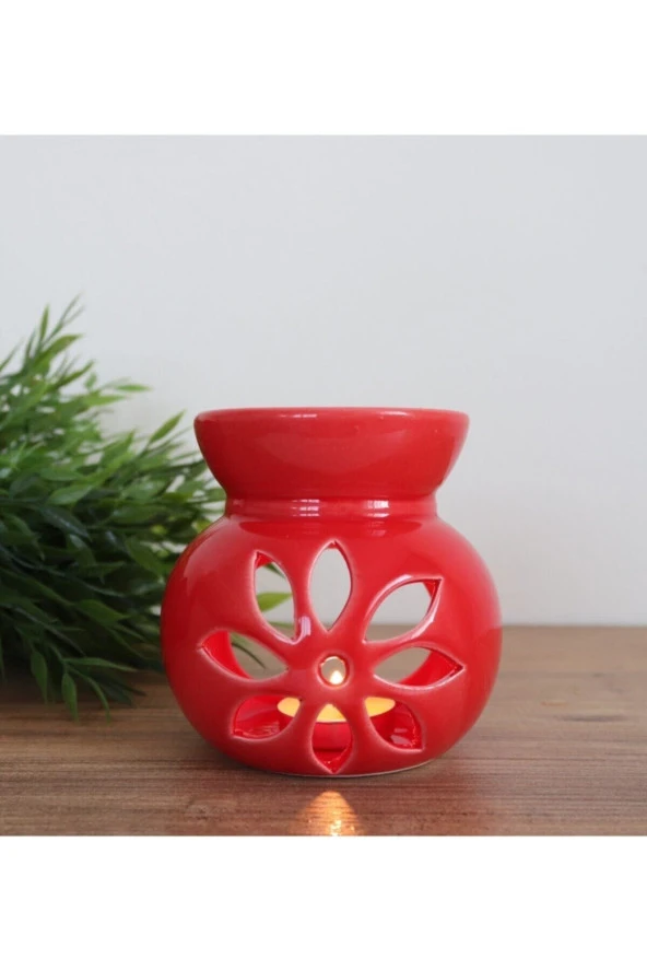 Lotus Çiçeği Tasarım Buhurdanlık Kırmızı ürün görseli 1