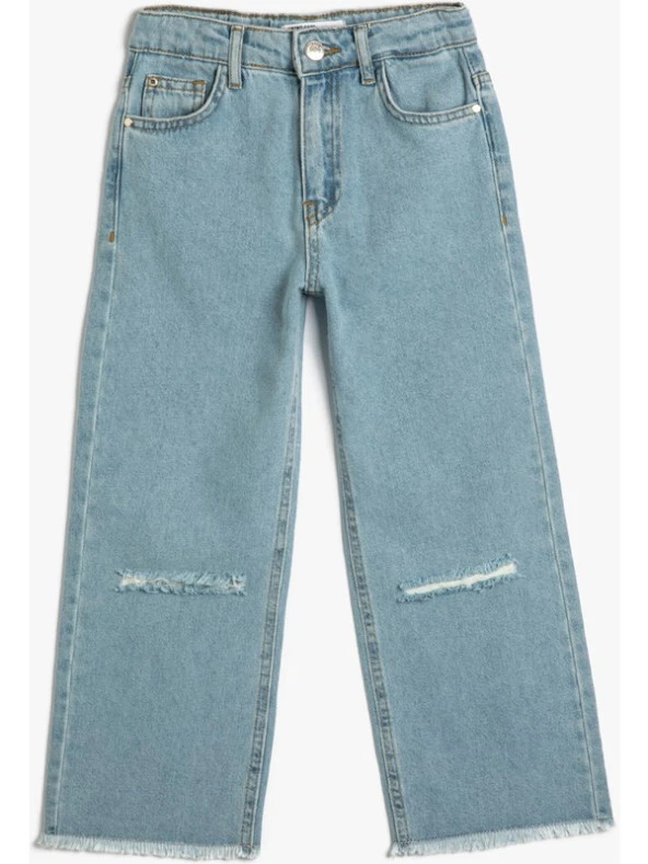 Koton Kot Pantolon Düz Paça Cepli Pamuklu - Boyfriend Jean ürün görseli 1