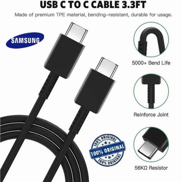 Samsung Galaxy 25W ve 45W Ep-dn975bbe 5a Type c To Type c Hızlı Şarj ve Data Kablosu S975KAB001496 ürün görseli 1
