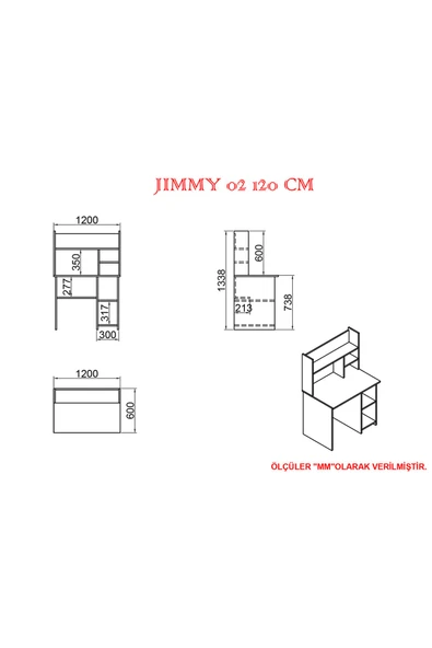 PTTAVM: Kalender Dekor Jimmy 02 120 Cm Çalışma Masası Jm04