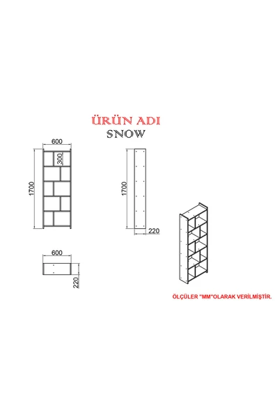 Kalender Dekor Snow Kitaplık Sn04 - Resim 4