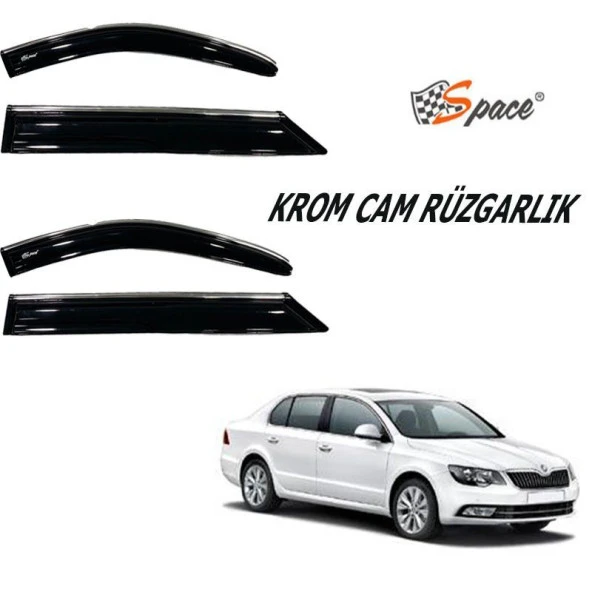 Krom Cam Uyumlu Rüzgarlığı Skoda Superb 2013-2015/ Caru420 ürün görseli 1