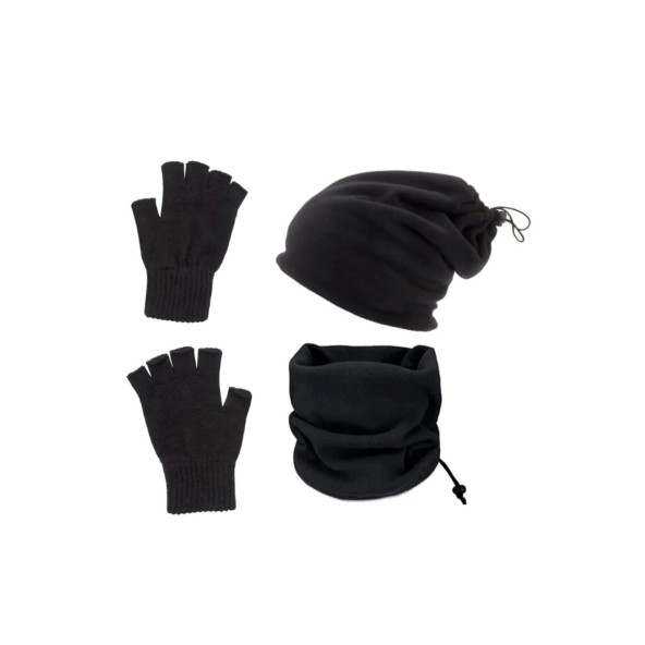 KARCAMP UNISEX 3'LÜ POLAR BERE-BOYUNLUK-KESİK ELDİVEN SETİ ürün görseli 1