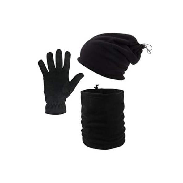 KARCAMP UNISEX 3'LÜ POLAR BERE-BOYUNLUK-ELDİVEN SETİ (SİYAH) ürün görseli 1