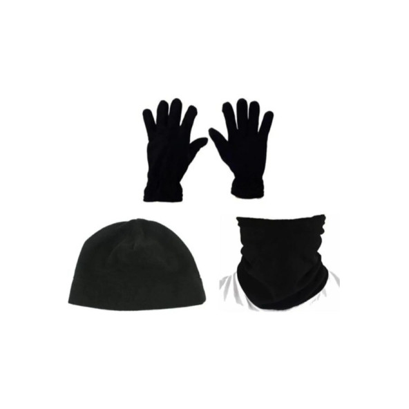 KARCAMP UNISEX 3'LÜ POLAR BOYUNLUK-BANTLI BERE-ELDİVEN SETİ (SİYAH) ürün görseli 1