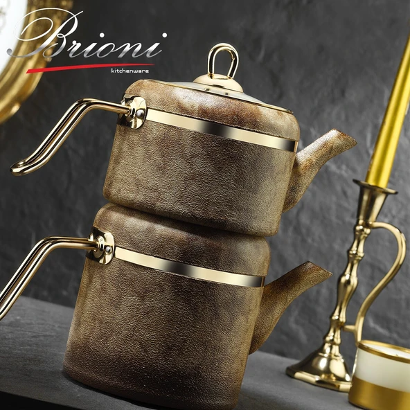 Brioni Royal Stone Çaydanlık Takımı - Kaplangözü/Altın ürün görseli 1