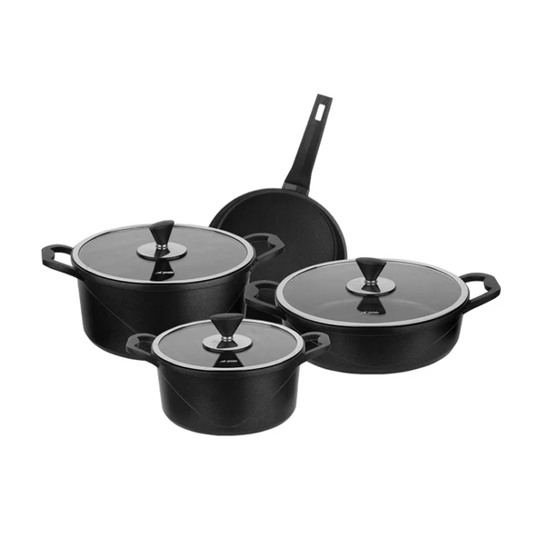 Aryıldız Parma Cast Alu Tencere Set Black 7 Parça ürün görseli 1