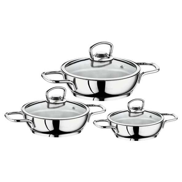 Safinox Eva 6 Parça Tel Kulplu Omlet Çelik Sahan Seti 16-18-20 cm ürün görseli 1