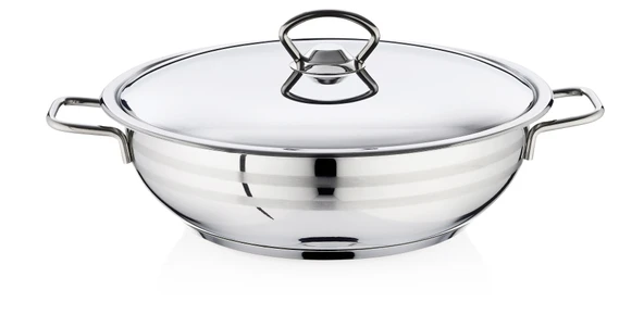 Bestinox 30x9 cm Tel Kulplu Çelik Kapaklı Çelik Kısa Tencere-6.35 Litre ürün görseli 1