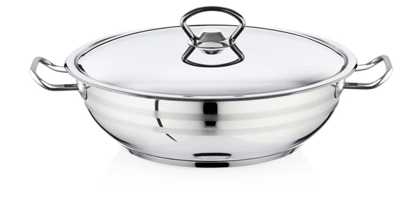 Bestinox 40x15 cm Flanşlı Kulp Çelik Kapaklı Çelik Kısa Tencere-18 Litre ürün görseli 1