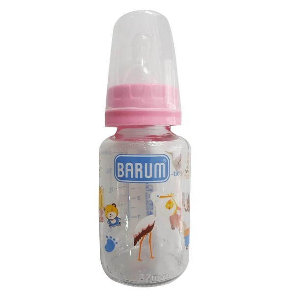Barum Cam Leylekli Teren Desenli Bebek Biberon Pembe 125 ml ürün görseli 1