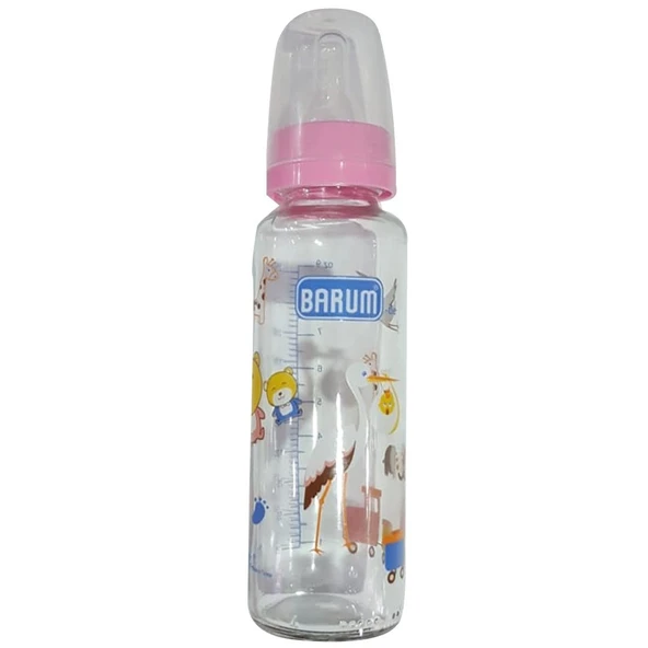 Barum Cam Leylekli Teren Desenli Bebek Biberon Pembe 250 ml ürün görseli 1