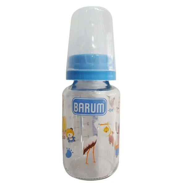 Barum Cam Leylekli Teren Desenli Bebek Biberon Mavi 125 ml ürün görseli 1