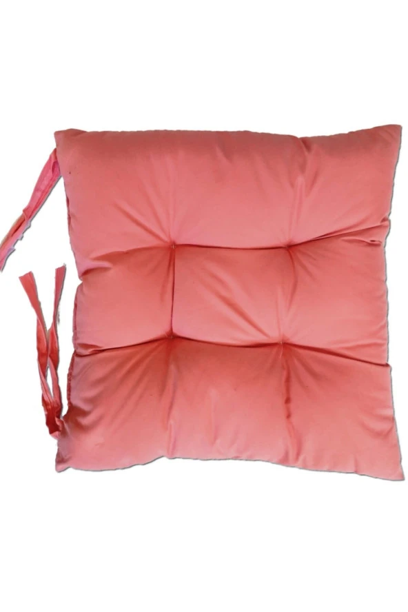 Silikonlu Dekoratif Bağlanabilir Pofuduk Sandalye Minderi, 40x40cm, Bağcıklı, Pembe ürün görseli 1