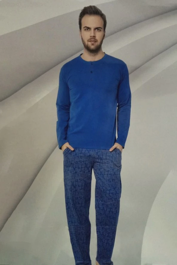 Yeni Sezon Uzun Kollu Erkek Pijama Takımı Aydoğan 3899 ürün görseli 1