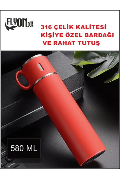20-24 SAAT SICAK SOĞUK MUHAFAZALI 316 KALİTELİ ÇELİK BARDAKLI TERMOS 580 ML KALİTE TESADÜF DEĞİLDİR ürün görseli 1