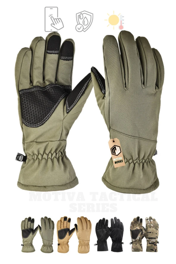 Su Geçirmez Softshell Haki Yeşil Motosiklet Taktik Askeri Spor Kışlık Kar Balıkçı Eldiveni ürün görseli 1