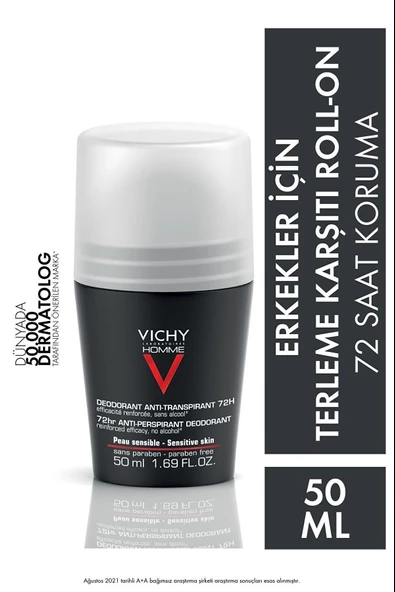 Vichy Deo Homme Terleme Karşıtı İz Bırakmayan Deodorant Roll-On Yoğun Kontrol 50ml ürün görseli 1