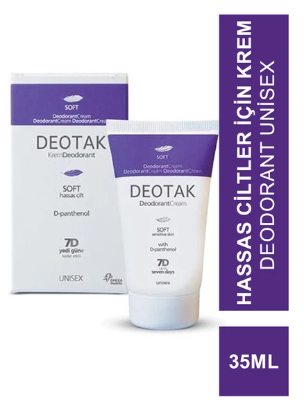 Deotak Soft Hassas Ciltler İçin Krem Deodorant Unisex 35ml ürün görseli 1