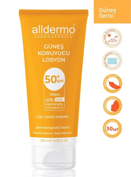 Alldermo Güneş Koruyucu Losyon SPF50 200 ml ürün görseli 1