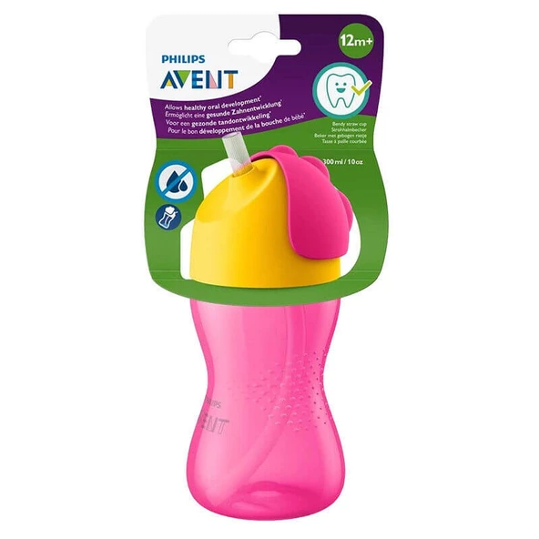 Philips Avent Desenli Pipetli Bardak 12+ Ay 300 ml - Kız - SCF798-02 - ürün görseli 1