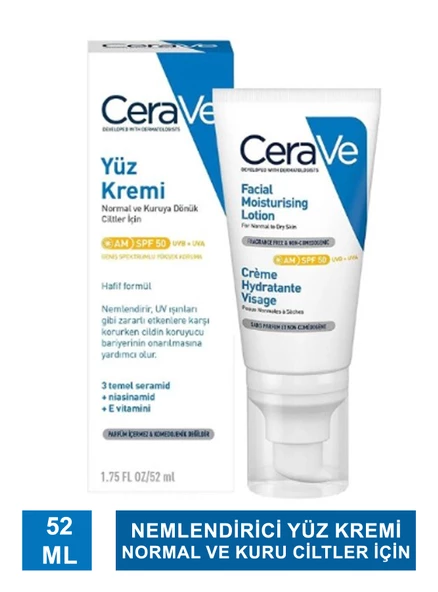 Cerave SPF50 Güneş Koruma Faktörlü Yüz Kremi 52 ml ürün görseli 1