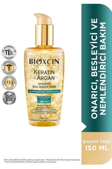 Bioxcin Keratin & Argan Onarıcı Saç Bakım Yağı 150 ml ürün görseli 1