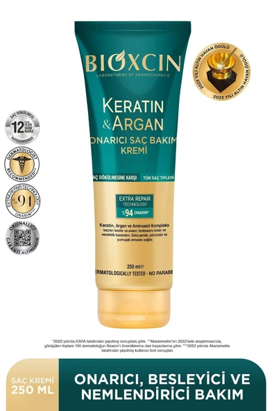 Bioxcin Keratin & Argan Onarıcı Saç Bakım Kremi 250 ml ürün görseli 1