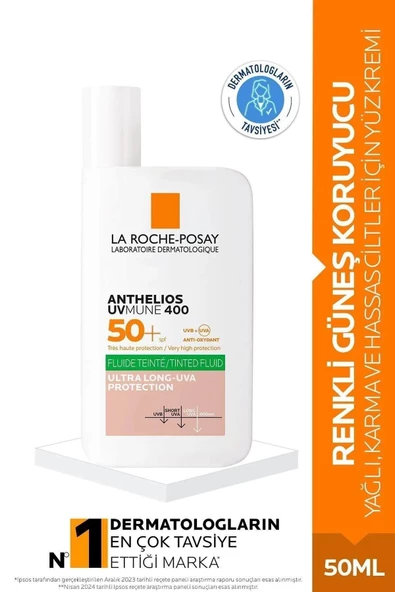 La Roche Posay Anthelios Uvmune 400 Spf50+ Oil Control Fluid Renkli Yüz Güneş Kremi 50 ml ürün görseli 1