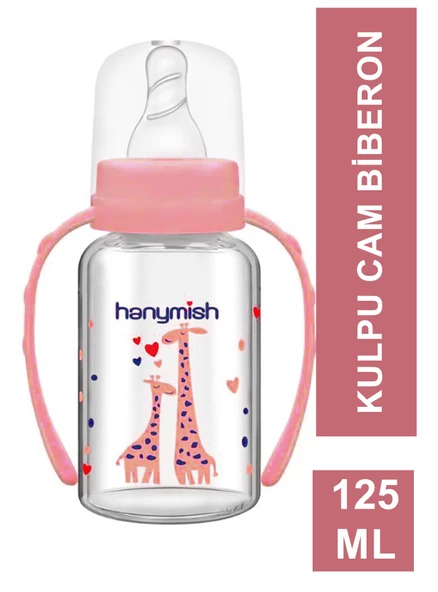 Hanymish Kulpu Cam Biberon 125 ml - 403 -Pembe ürün görseli 1
