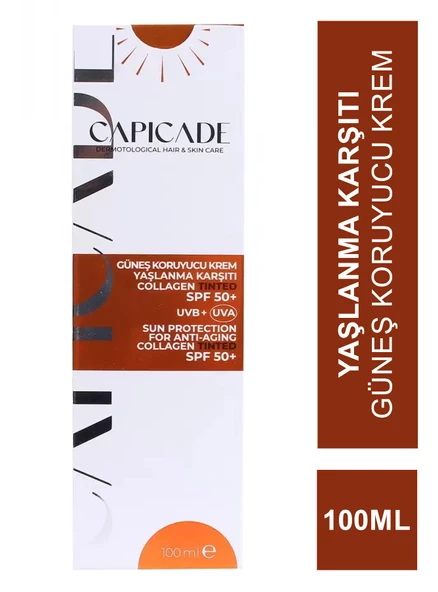 Capicade Güneş Koruyucu Krem Spf 50+ Yaşlanma Karşıtı - Renkli 100 ml ürün görseli 1