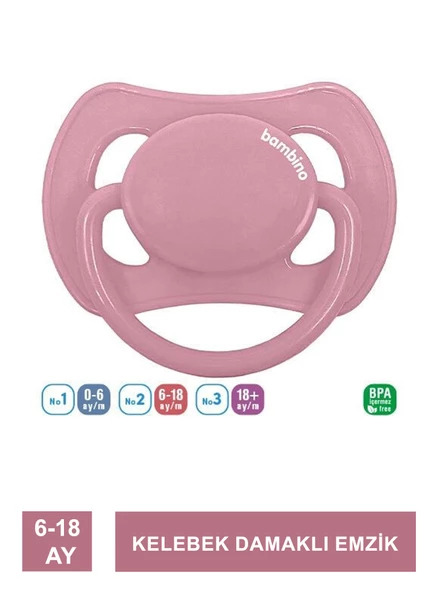 Bambino Kelebek Damaklı Emzik 6-18 Ay - P2473 -Pembe ürün görseli 1