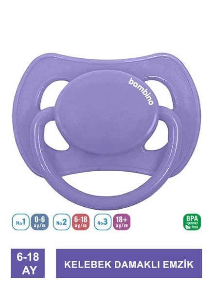 Bambino Kelebek Damaklı Emzik 6-18 Ay - P2473 -Mor ürün görseli 1