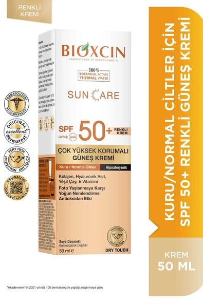 Bioxcin Sun Care Kuru/Normal Ciltler İçin Renkli Güneş Kremi Spf50+ 50 ml ürün görseli 1