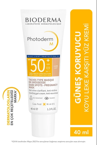 Bioderma Photoderm M SPF50+ Light Koyu Lekeye, Mavi Işığa Karşı SPF50+ Açık Renkli Yüz Güneş Kremi 40 ml ürün görseli 1
