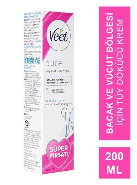Veet Pure Hassas Ciltler İçin Tüy Dökücü Krem 200 ml ürün görseli 1