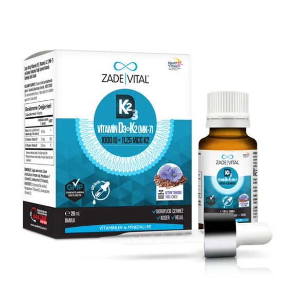 Zade Vital D3K2+Keten Tohumu Yağı Damla 20 ml ürün görseli 1