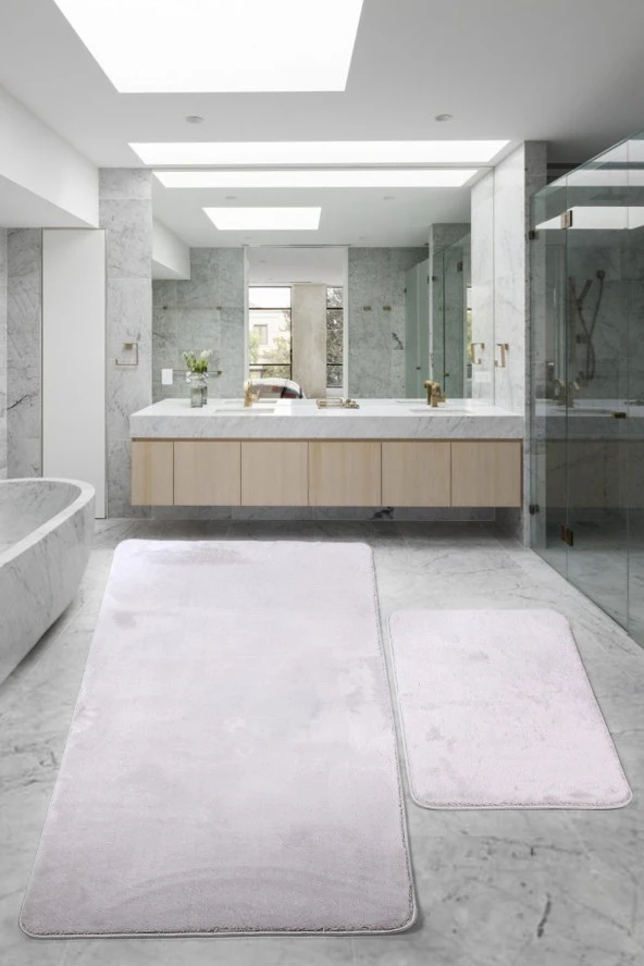 Relax Gri 80x150 + 50x80 cm Büyük Ebat 2li Banyo Halısı Paspası Seti Kaymaz Klozet Takımı ürün görseli 1