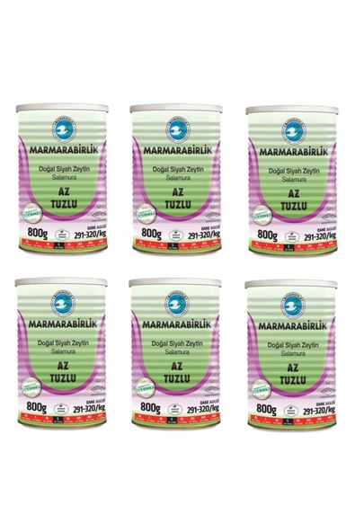 Marmarabirlik Az Tuzlu Siyah Zeytin 800 Gr S 291-320/kg x 6 Adet ürün görseli 1