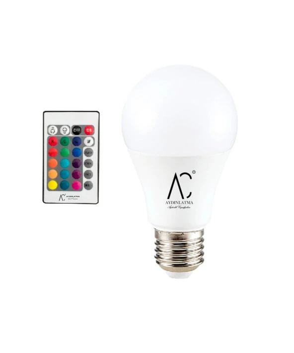 9W RGB Led Ampul Çok Renkli ve Kumandalı ürün görseli 1