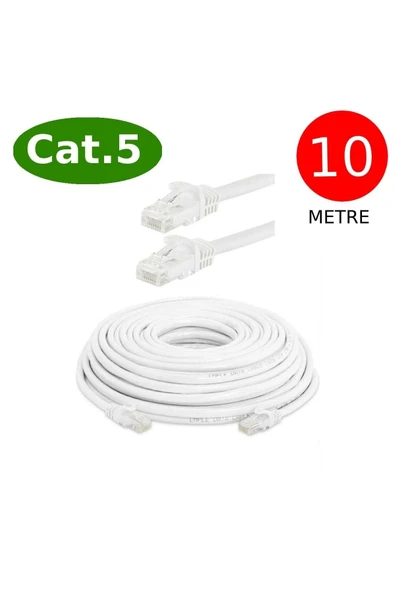 Cat5 Network Ethernet Internet Kablosu Rj45 - Rj45 10 Metre Patch Kablo Uyumlu ürün görseli 1