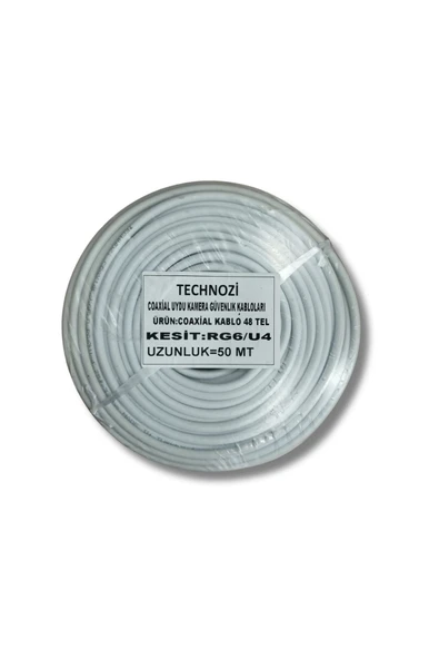 Technozi 50 Metre Çanak Anten Kablosu Rg6 U4 Uydu Kablosu ürün görseli 1