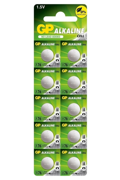 10'lu A76 1.5V Alkalin Düğme Pil LR44-AG13 (GPA76F-2C10) ürün görseli 1