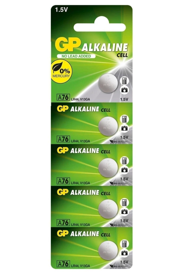 5li LR44 Alkalin Düğme Pil (GPA76-C5) ürün görseli 1